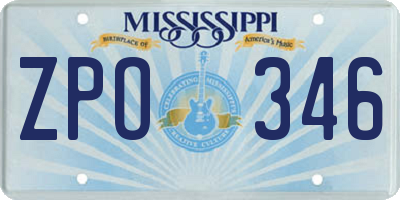 MS license plate ZPO346