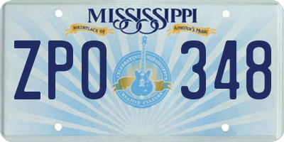 MS license plate ZPO348