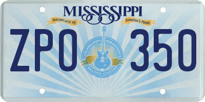 MS license plate ZPO350