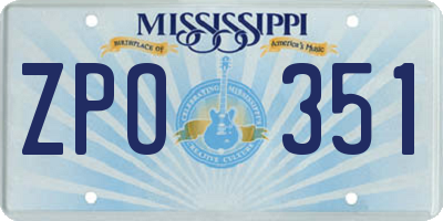 MS license plate ZPO351
