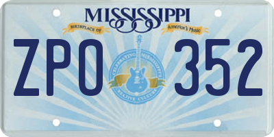MS license plate ZPO352