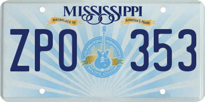 MS license plate ZPO353