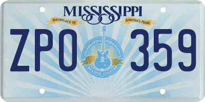 MS license plate ZPO359