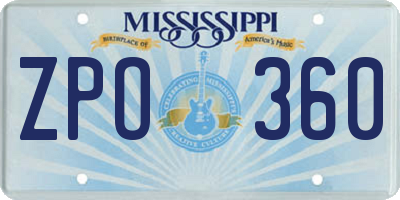 MS license plate ZPO360