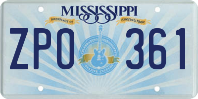 MS license plate ZPO361