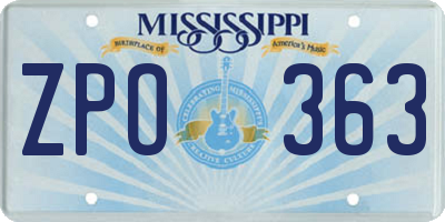 MS license plate ZPO363