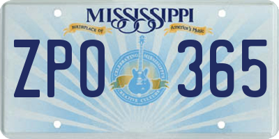 MS license plate ZPO365