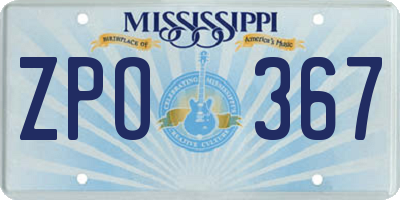 MS license plate ZPO367