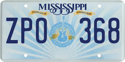 MS license plate ZPO368