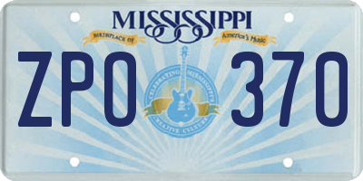 MS license plate ZPO370