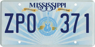 MS license plate ZPO371