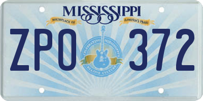 MS license plate ZPO372