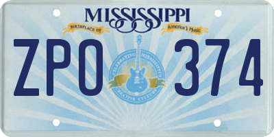 MS license plate ZPO374