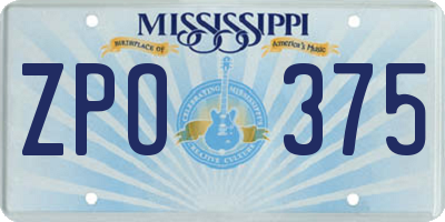 MS license plate ZPO375