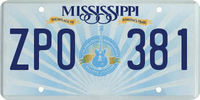 MS license plate ZPO381