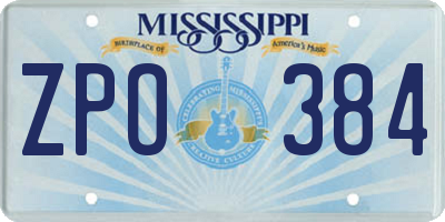 MS license plate ZPO384