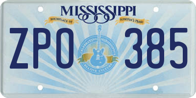 MS license plate ZPO385