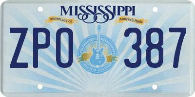 MS license plate ZPO387