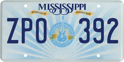 MS license plate ZPO392