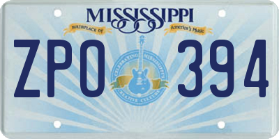 MS license plate ZPO394