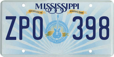 MS license plate ZPO398