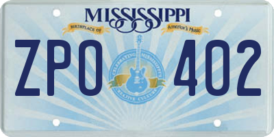 MS license plate ZPO402