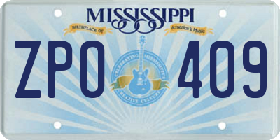 MS license plate ZPO409
