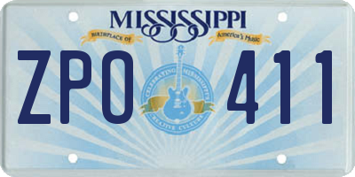 MS license plate ZPO411