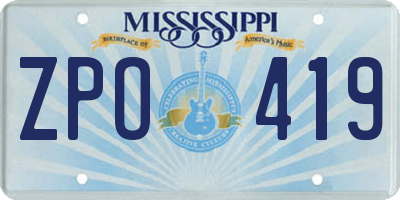 MS license plate ZPO419