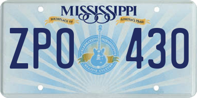 MS license plate ZPO430
