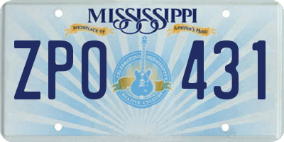 MS license plate ZPO431
