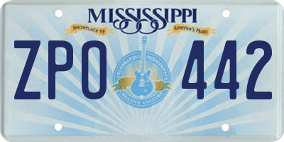 MS license plate ZPO442
