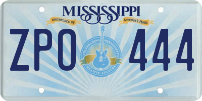MS license plate ZPO444