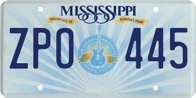 MS license plate ZPO445