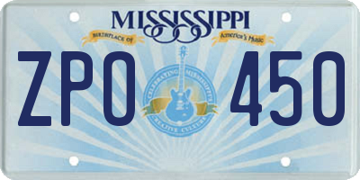 MS license plate ZPO450