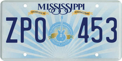 MS license plate ZPO453