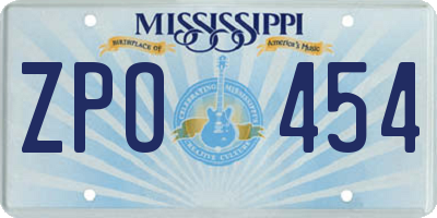 MS license plate ZPO454