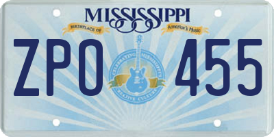 MS license plate ZPO455