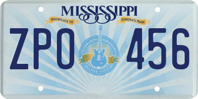 MS license plate ZPO456