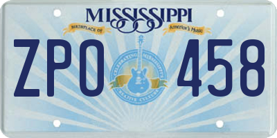 MS license plate ZPO458