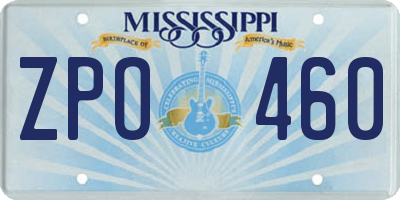 MS license plate ZPO460
