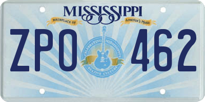 MS license plate ZPO462