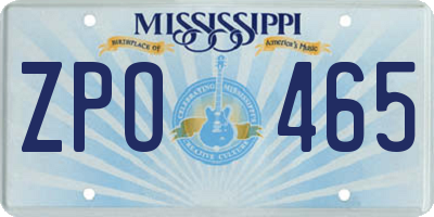 MS license plate ZPO465