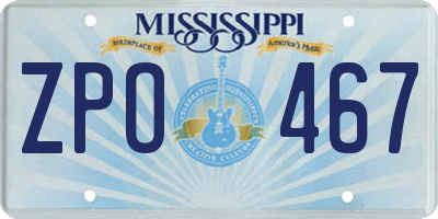MS license plate ZPO467