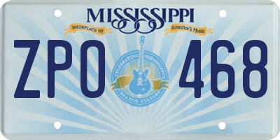 MS license plate ZPO468