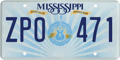 MS license plate ZPO471