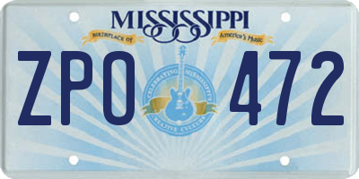 MS license plate ZPO472