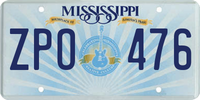 MS license plate ZPO476