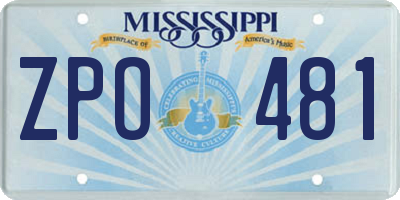 MS license plate ZPO481