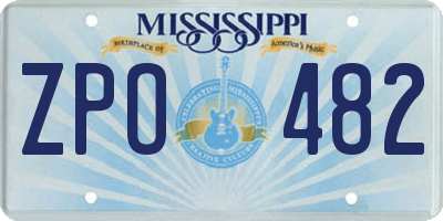MS license plate ZPO482